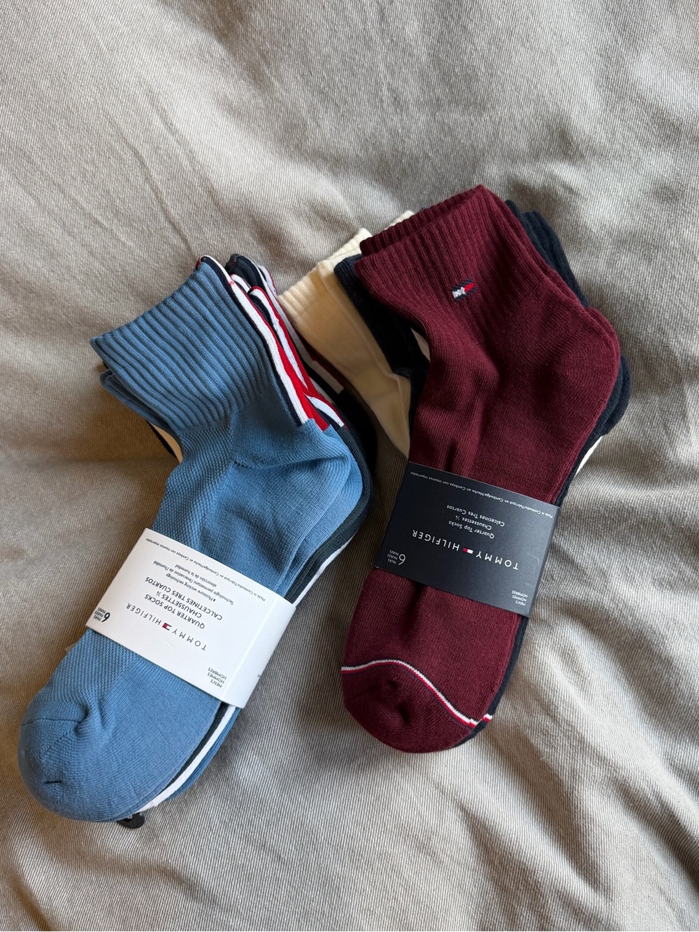 NWT - X2 Tommy Hilfiger Men's 6-Pack Crew Socks - Blue & Burgundy